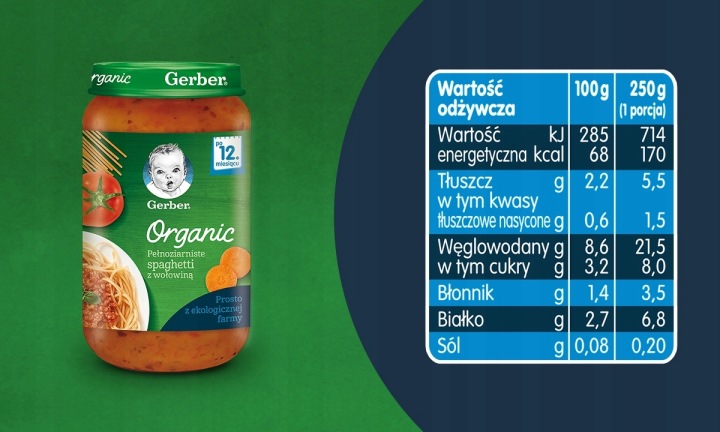 Обід Gerber Органічний Цільнозернові спагеті з яловичиною для дітей 250 г — фото 3