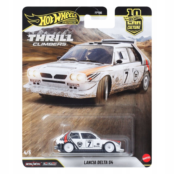 Автомобіль місний HOT WHEELS металевий 1:64 THRILL CLIMBERS LANCIA DELTA S4