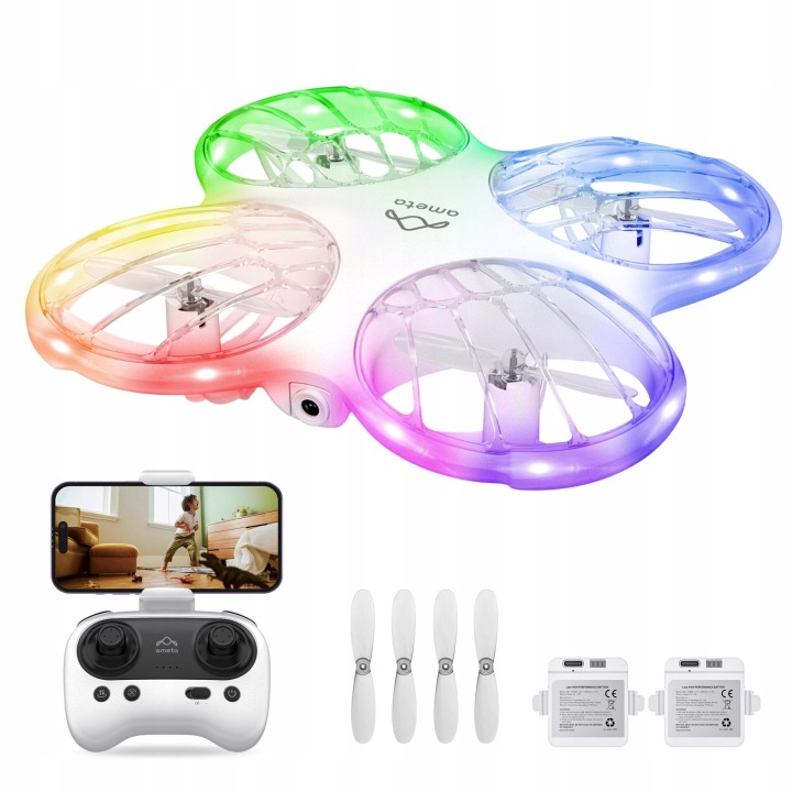 Дрон з Камерою 1080P HD FPV Ameta Morpho Перегляд наживо Телефон WiFi LED RC