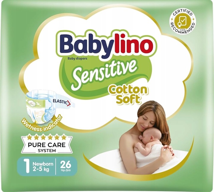Підгузки Babylino Sensitive Бавовна SOFT Розмір 1 2-5 кг 26 шт.