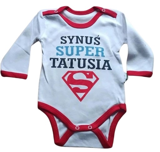 Body długi rękaw z napisami synuś super tatusia bawełna — zdjęcie 2
