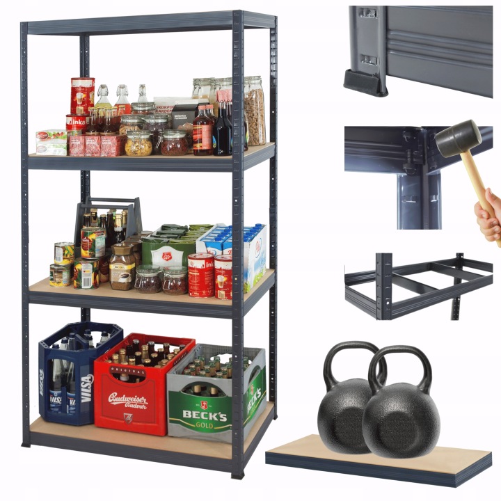 Kovový skladový garážový regál Premium Helios 180x110x50 cm 4Px275 kg