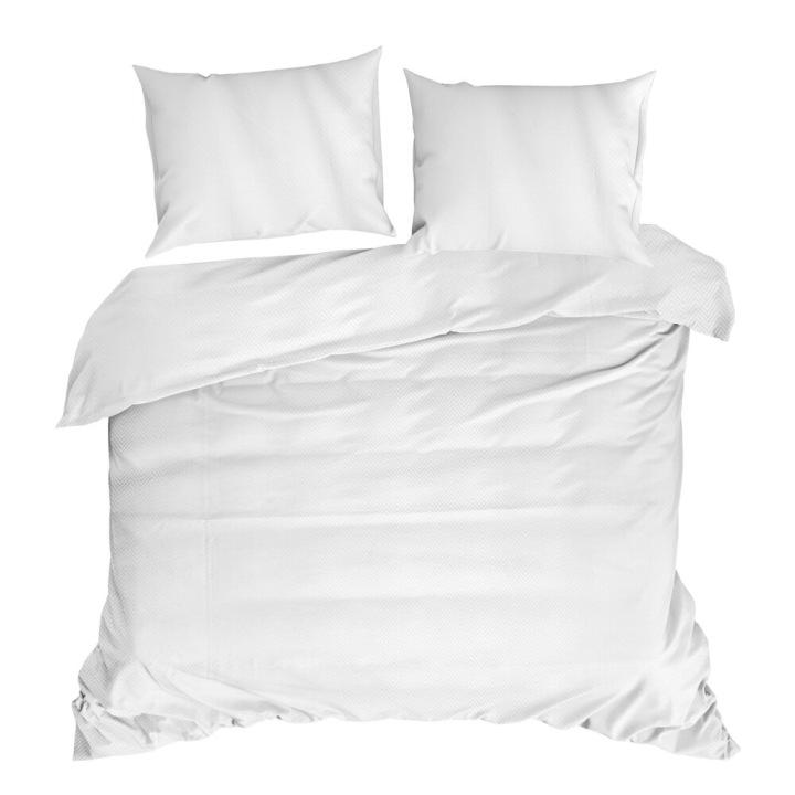 Povlečení tencel exkluzivní ALBA1 160x200 bílá žakárový geometrický vzor