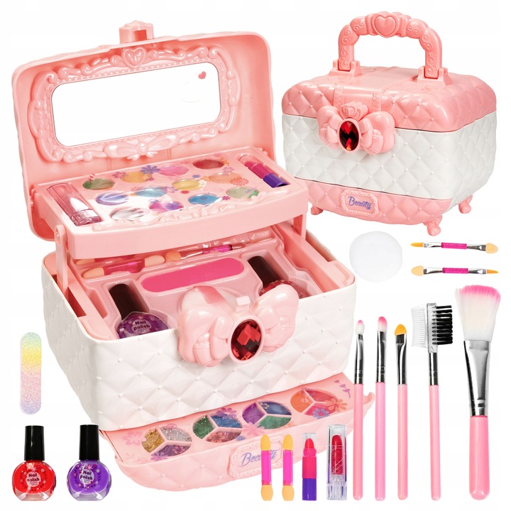 COSMETIC CASE FOR GIRLS MAKE UP SHADOWS GLITTER VARNISHES MIRROR