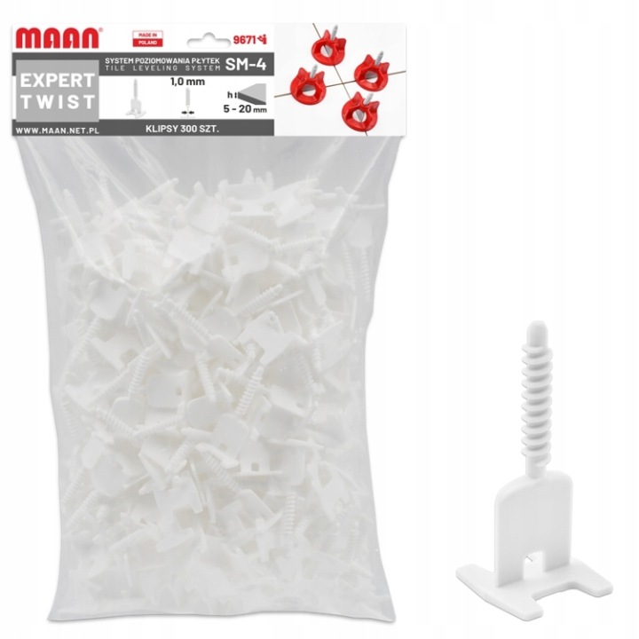 SM-4 Expert Twist klipy na glazuru klip sada Spárovací Hmota 1 mm 300 ks