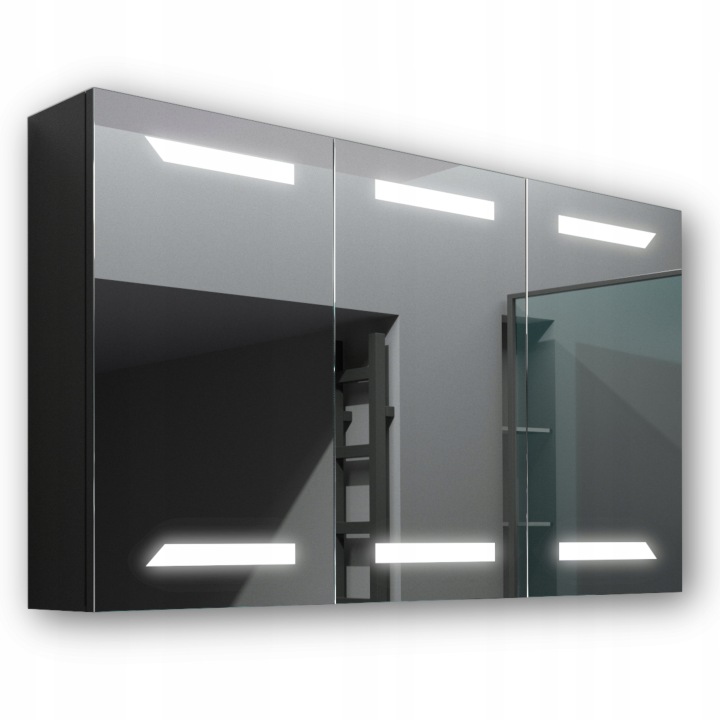 Dřevěná skříňka 120x70 Led zrcadlo Loki Černá