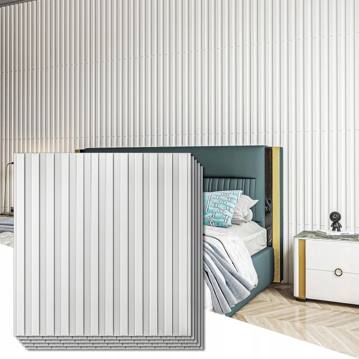 3D dekorativní nástěnné panely Pvc Sada 12 Kusů 50 x 50 cm 3 m² Bílé