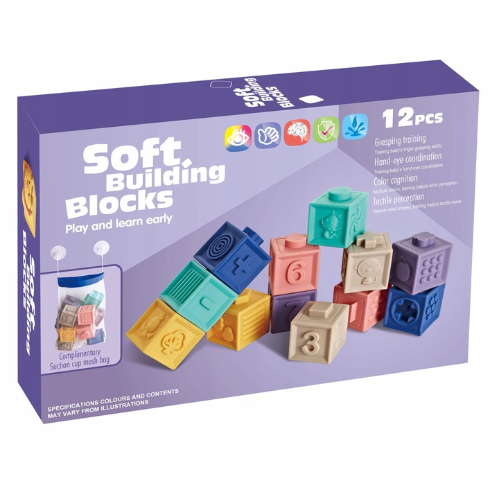 SOFT SENSORY BLOCKS FOR CHILDREN SET OF 12PCS Kid's age 6+ months