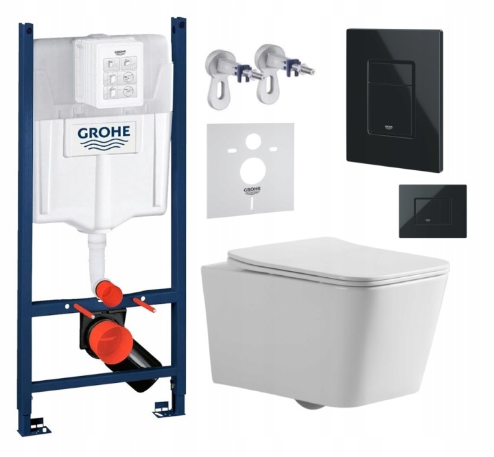 Podomítkový Wc Set Stelaz Grohe Wc Mísa Tornado Tlačítko černé