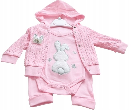 Komplet dres niemowlęcy bluza body spodnie róż — zdjęcie 2