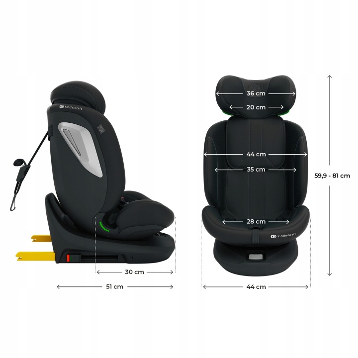 Автокрісло Kinderkraft I-Grow 2 PRO, розмір I 40-150 см, чорний (виставковий) — фото 12