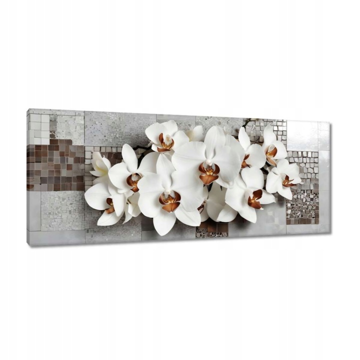 Obrazy 100x40 Bílé orchideje a Mozaika