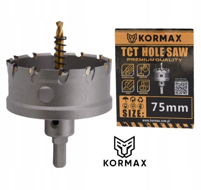 Korunkový Vrták 75 mm vrták karbidový Tct 75x25 Korunkový Vrták Vidiový