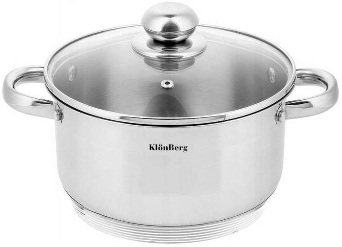 Hrnec Ocelový Stříbrný 10,1L 28CM Silné dno Indukce Plyn KlönBerg