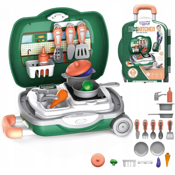 KUCHNIA DLA DZIECI ZESTAW KUCHARZA WALIZKA WOOPIE