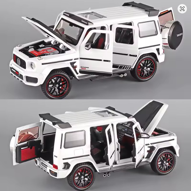 MERCEDES BRABUS G800 металевий 1:24 вогні звук диск білий чорний — фото 5