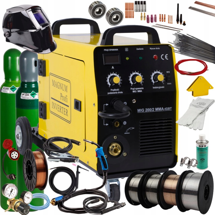 Svařovací stroj Magnum Mig 200/2 Mma Kn Mig/mag Fcaw 200A 230/400V Igbt SET2
