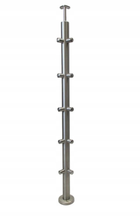 Rohový Sloupek 42,4x960, 2x 5 Držáků Trubek, Broušený Nerez