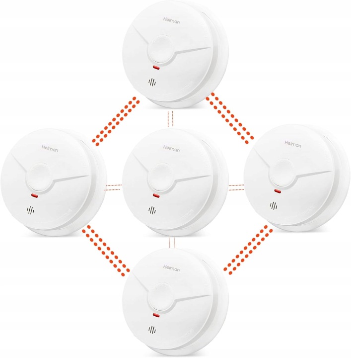 Detektory kouře Heiman HM-635PHW – sada 5 kusů, alarm 85 dB, baterie 10 la