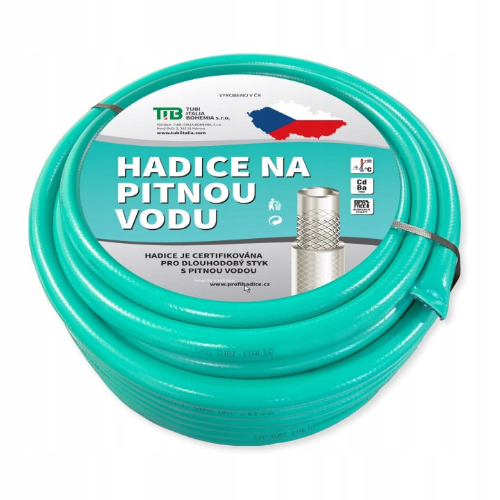 Hadice na pitnou vodu zelená 12,5x17 mm 50 m