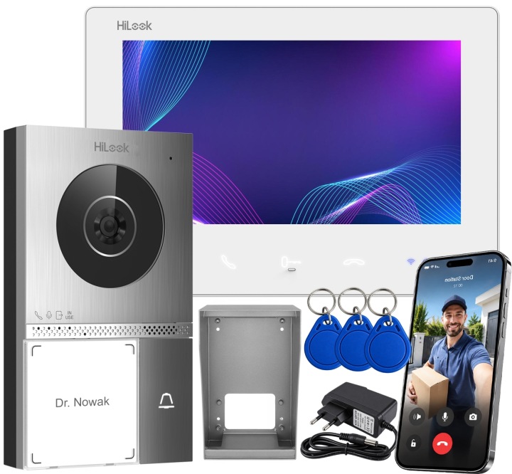WiFi videodomofon HiLook by Hikvision 2 žil Bránka Brána Aplikace Klíčenky
