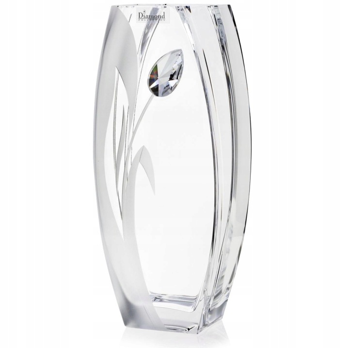 Skleněná váza s křišťálem a hranolem Tulipán Swarovski 32 cm moderní