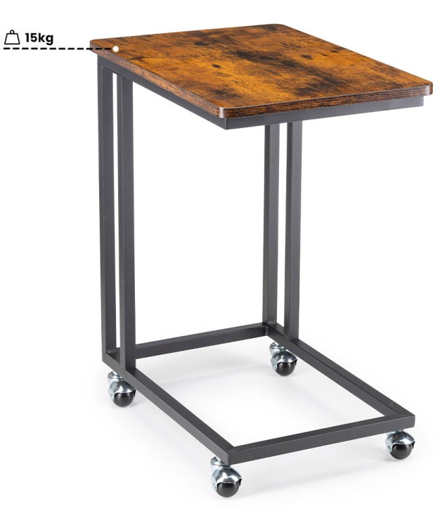 Stolik pod laptopa z kółkami rustykalny dąb LOFT Marka HowHomely