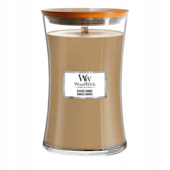 WoodWick Vonná sójová svíčka Gilded Sands Velká 610 g Dřevěný knot