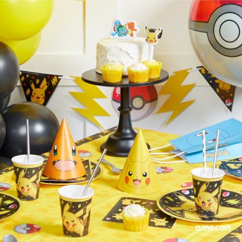 Шапочки на день народження Pokemon Pikachu за ліцензією 16 см, 8 шт. — фото 2