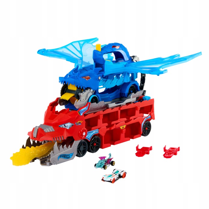 Hot Wheels City Великий Транспортер Подвійний Дракон JBM72 2 Машинки Пошкоджений (пошкоджений) — фото 2