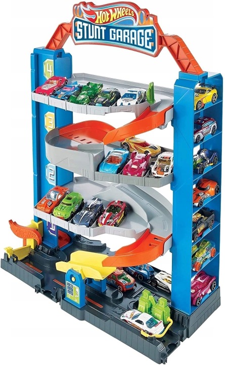 HOT WHEELS CITY STUNT GARAGE набір гараж паркінг з ліфтом + машинка 1:64 HW