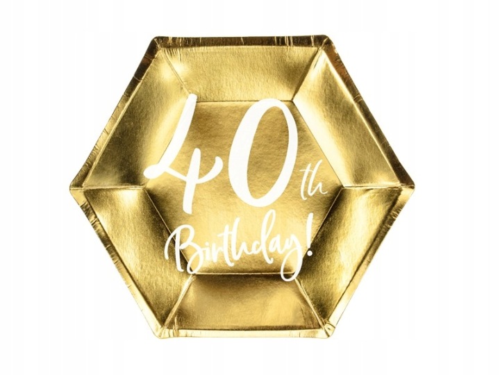 Тарілочки 40TH BIRTHDAY золоті 20 см 6 шт.