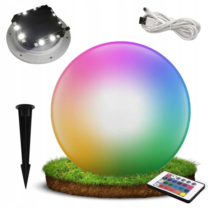 Solární a vodotěsná Led koule Rgb+w 35 cm, dálkové ovládaní