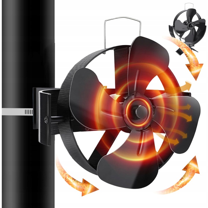 Magnetický Krbový Ventilátor Napájený Teplem Bez Elektřiny, Turbína Černá