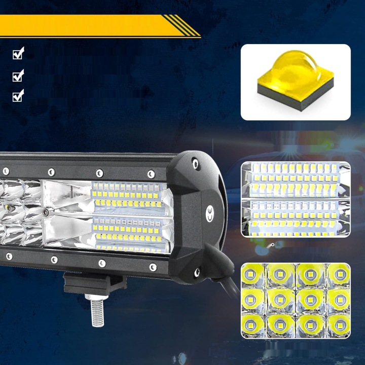 Auxtings 57 cm 22" 324 W Drievoudige rij LED werkbalk met draden 6