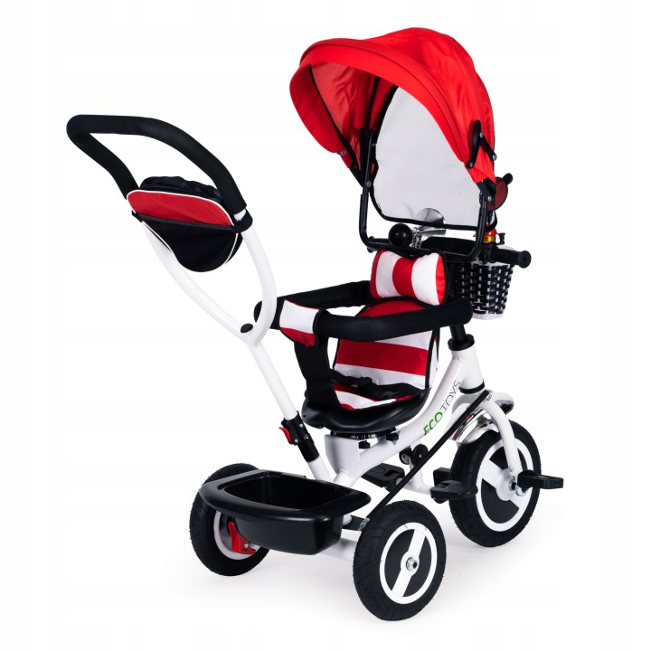 Велосипед триколісний обертовий дашок міцні гумові колеса червоний ECOTOYS — фото 8