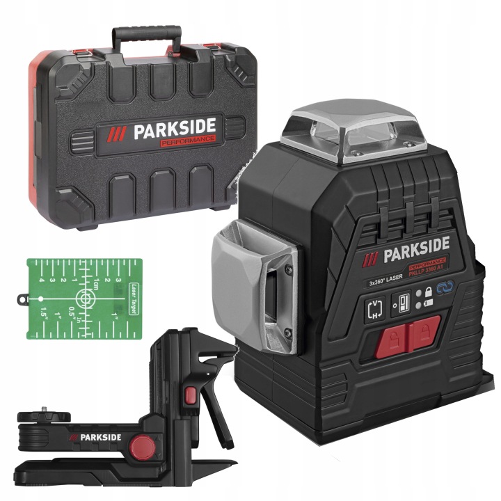 Aku křížový laser Parkside Performance 360° s kufříkem a Magnet (magnetem)