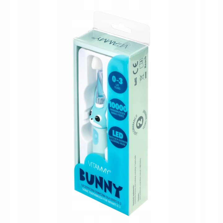 Звукова зубна щітка електрична для зубів дітей 0-3 роки +світло LED BUNNY — фото 5