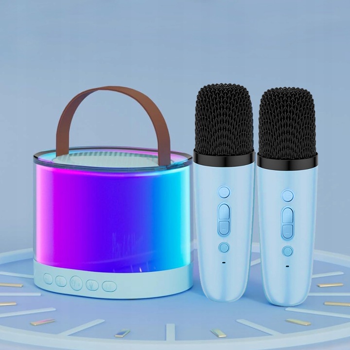 Бездротовий набір караоке мікрофон колонки BLUETOOTH 5 ефектами світло — фото 4