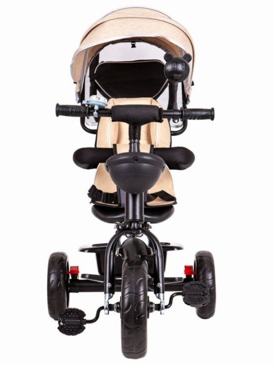 Велосипед триколісний прогулянкова коляска візок обертовий 360 бежевий ECOTOYS — фото 13
