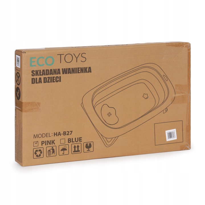 Ванночка для дітей ванна туристична складана злив рожева ECOTOYS — фото 12