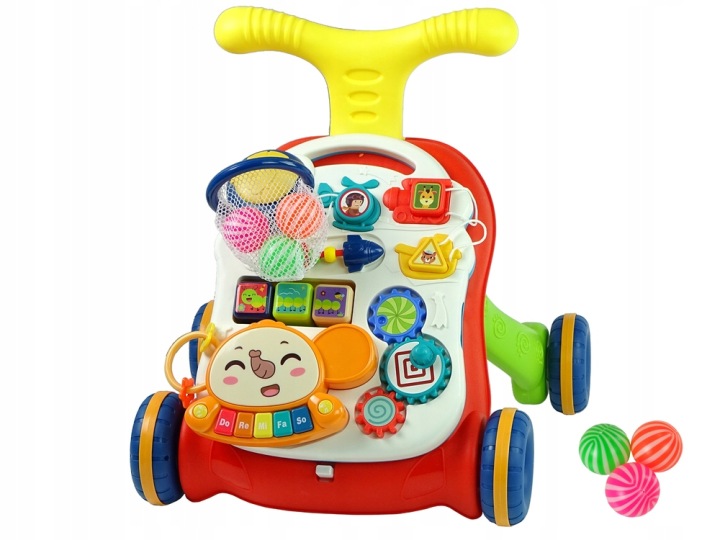 Lean Toys Інтерактивна Каталка Ходунки Столик 2 в 1 Червоний — фото 2
