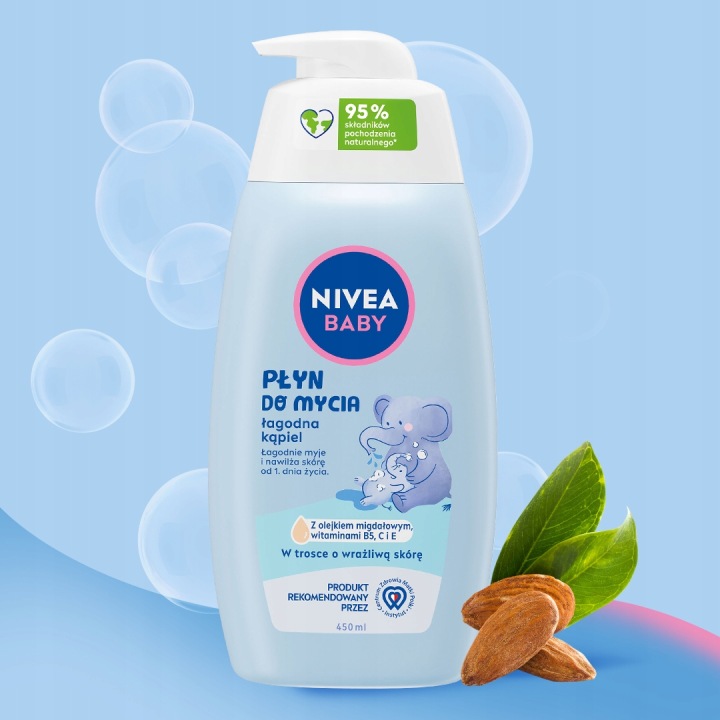 NIVEA BABY Рідина для миття купання зволожуючий для дітей немовлят 450 мл — фото 3