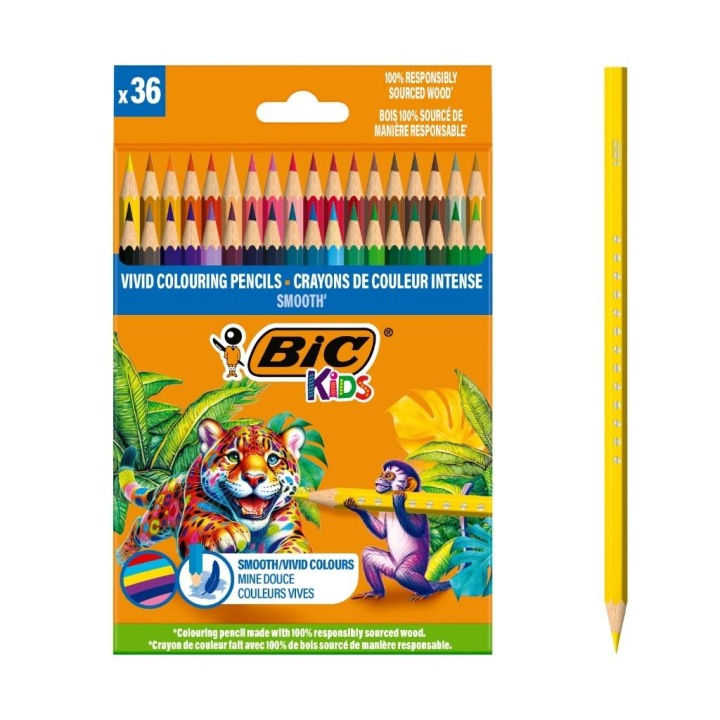 Уцінка BIC KIDS SMOOTH Еко Олівці кольорові дерев'яна Коробка 30 шт. (виставковий) — фото 2
