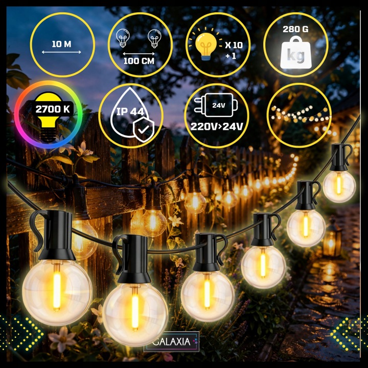 Гірлянда Світлова Садова 10 м 10 LED Лампи Садові 230 В E12 Зовнішня — фото 2