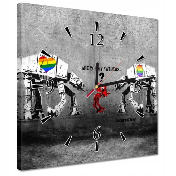 Hodiny 30x30 Are you my fathers Banksy