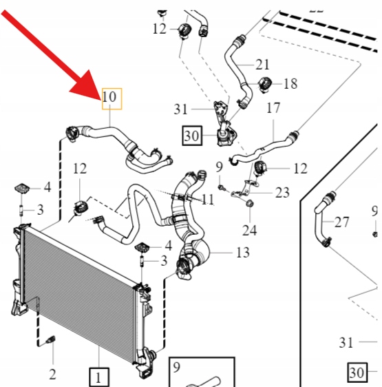 Schlauch Schlauch Rohr des Kühlers des Wassers 2.0D VOLVO S90 V90 2017- XC90 XC60 OE 31474845