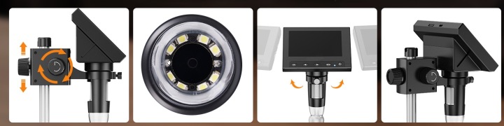 Мікроскоп цифровий 4,3" екран HD 720P 8 LED акумуляторний 1000X — фото 9