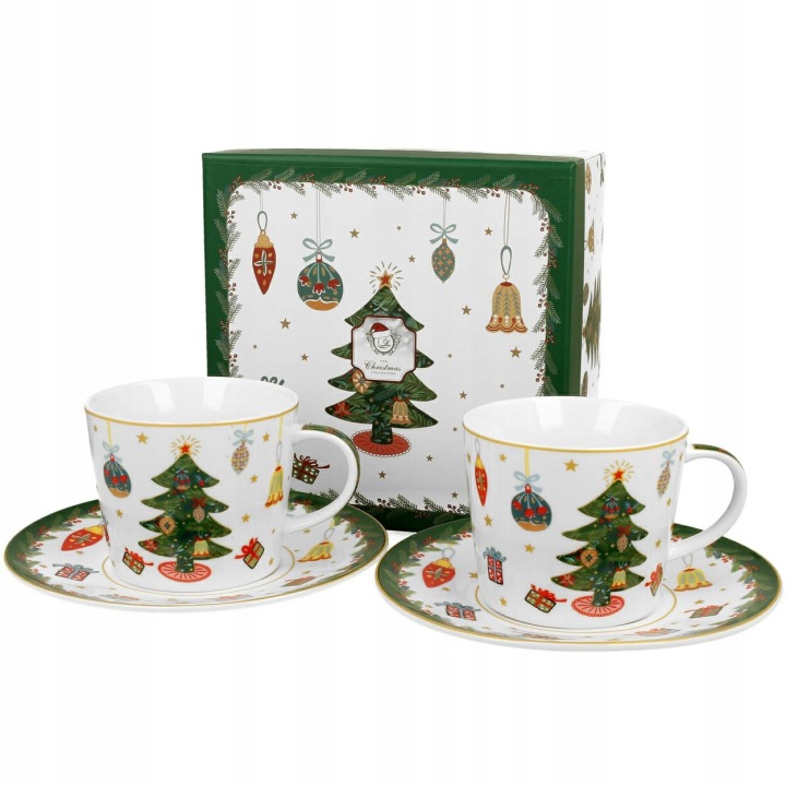 2x Vánoční šálek v krabičce, porcelánový dárek, 250 ml, na Káva