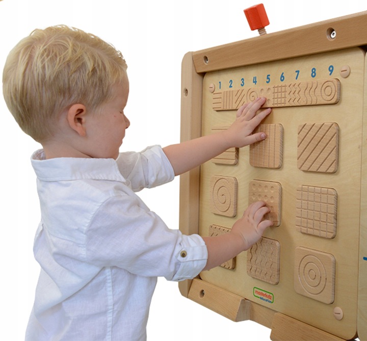 DREWNIANA TABLICA SENSORYCZNA MONTESSORI MASTERKIDZ ROZPOZNAWANIE DOTYKIEM
